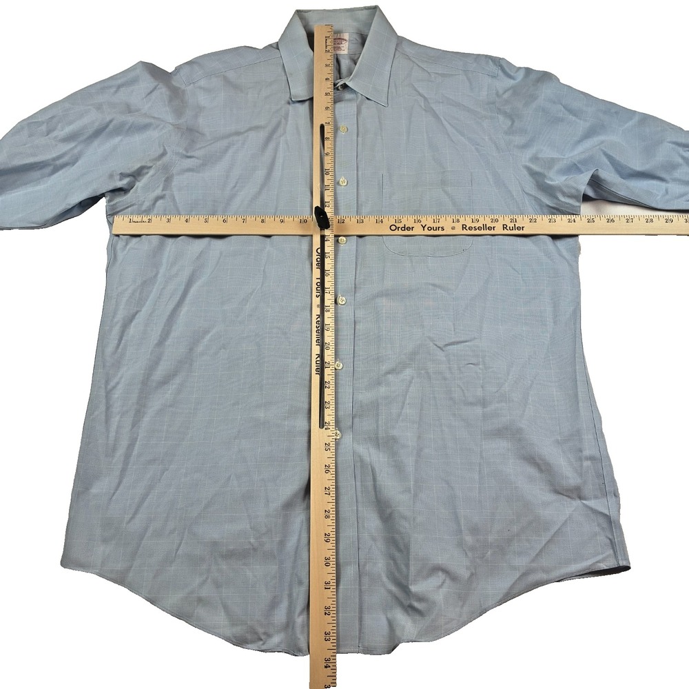 Brooks Brothers Blue Windowpane Dress Shirt 16.5 33 Traditional Cotton Non Iron - Picture 4 of 6